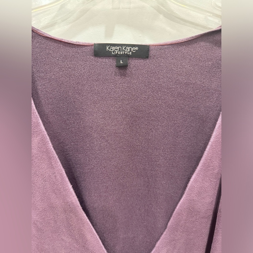 Karen Kane Purple Rose Wrap Top - Picture 2 of 9